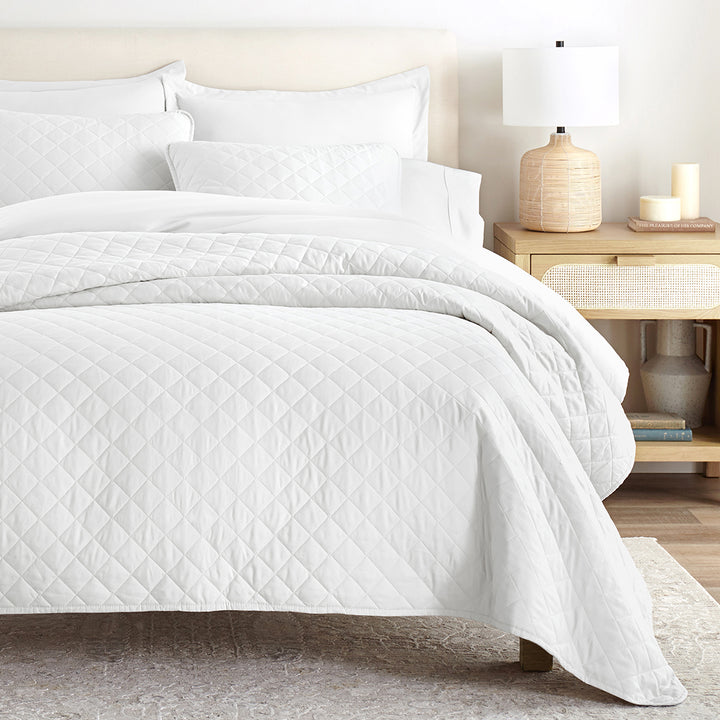 3-Piece Diamond Stitch Quilted Coverlet Set