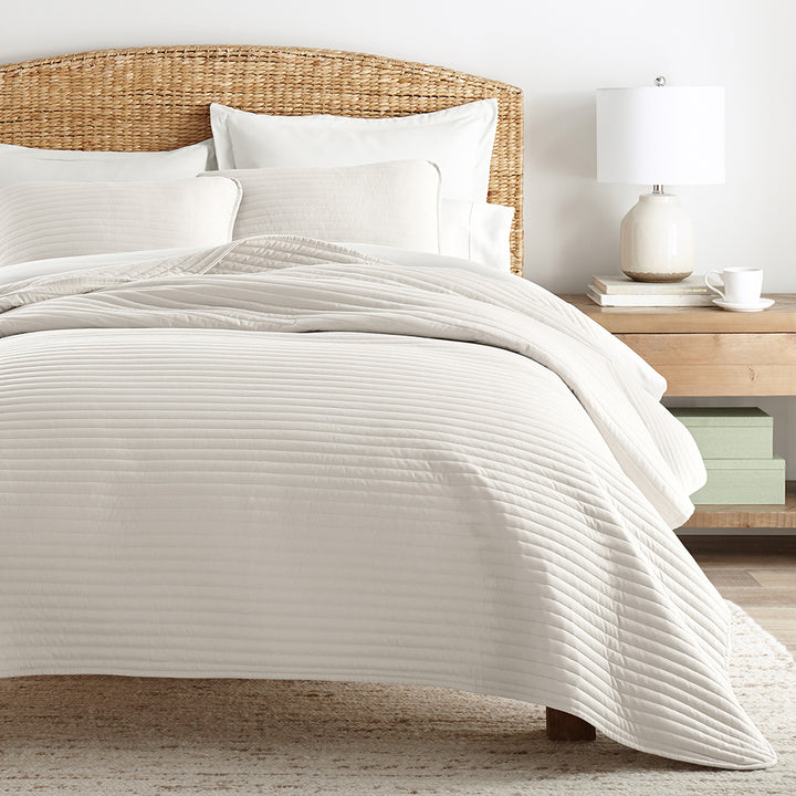 3-Piece Stripe Stitch Quilted Coverlet Set